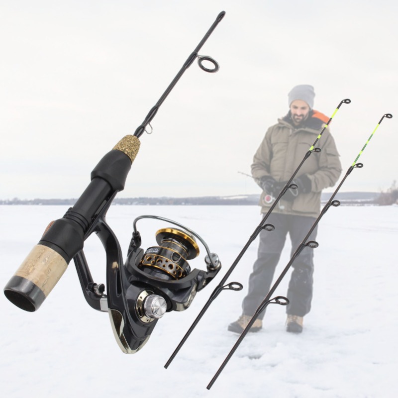 Ice Fishing Tip Up - 60 センチメートル 2 ヒントロッドリールコンボ冬氷釣り竿釣りリールセットポールタックルカーボンポール氷釣り竿新